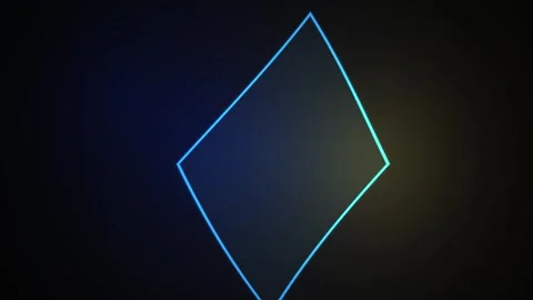 Minimalist Blue Neon Diamond Shape Pulsing on Dark Background. Stock Footage 341807996