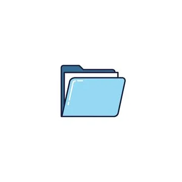 Minimalist blue office folder icon for digital document storage and archive Stock Illustration