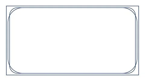 Minimalist blue rectangular frame with curved corners and sharp border lines Illustrazione stock