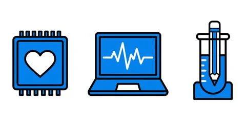 Minimalist Blue Science and Tech Icons Stock-Illustration