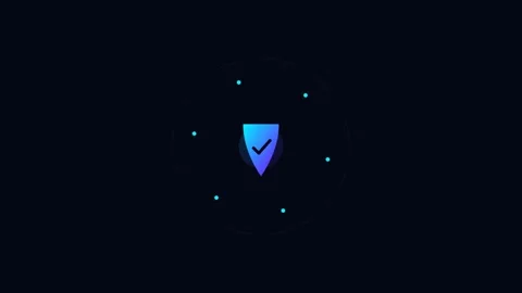 Minimalist blue shield icon representing digital security and data protection Видео 338310357