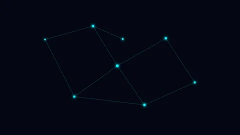 Minimalist blue star constellation pattern on a dark black background Stock Footage 338309610