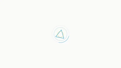 Minimalist blue triangle graphic design with surrounding circular elements Stock Footage 338311215
