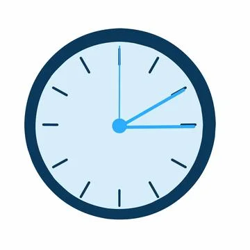 Minimalist Blue Wall Clock Icon, Analog Clock Vector Illustration for Time Manag Stock Illustration