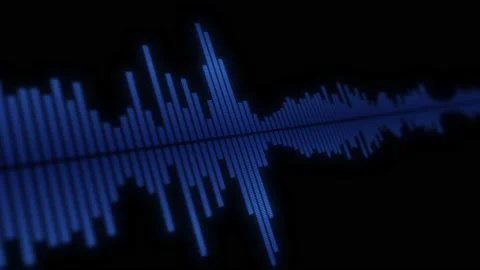 Minimalist blue wave form Audio Isolated on black background. Visualization Stock Footage 175297327