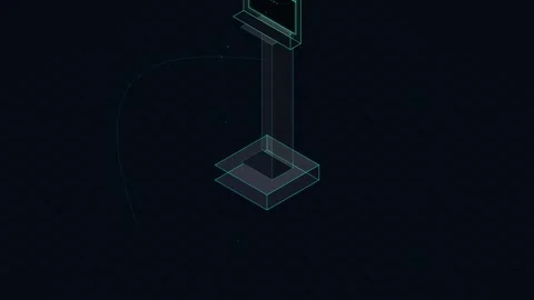 Minimalist blue wireframe cube animation revealing abstract tech geometry Stock Footage 344638865
