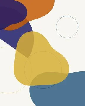 Minimalist Boho Abstract Art Background with Organic Geometric Shapes and E.. Stock Illustration