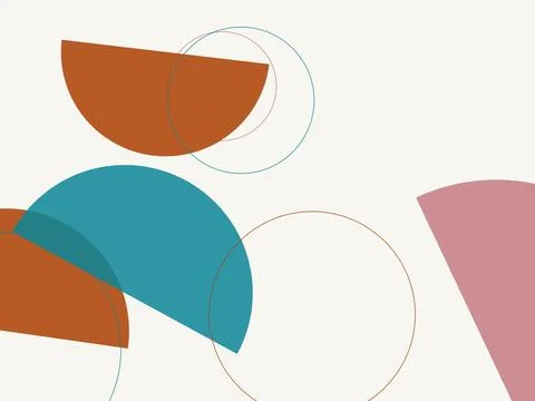 Minimalist boho abstract background with colorful geometric semi-circles an.. Stock Illustration