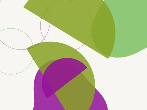 Minimalist Boho Abstract Background with Green and Purple Geometric Circles Stockillustratie