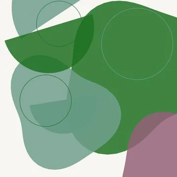 Minimalist Boho Abstract Background with Organic Green and Purple Shapes Stock Illustration