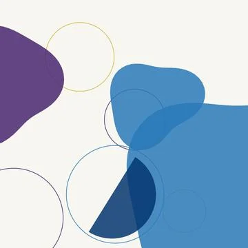 Minimalist Boho Abstract Background with Organic Blue and Purple Blobs and .. Illustrazione stock