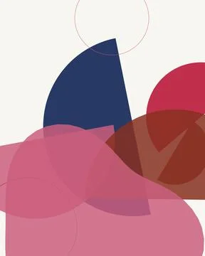 Minimalist Boho Abstract Geometric Background with Navy Blue and Pink Overl.. Stock Illustration