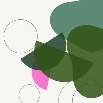 Minimalist Boho Abstract Geometric Background with Green Organic Shapes and.. Stock Illustration
