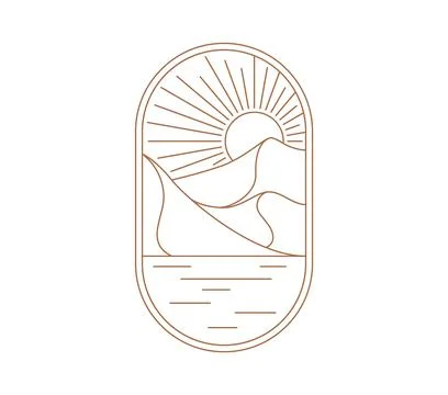 Minimalist boho desert landscape with sun rays Illustration