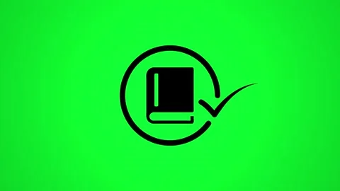 Minimalist book icon animation with check mark symbol in circular motion on.. Stock Footage 344855192