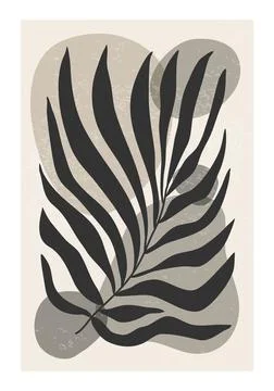 Minimalist botanical composition with leaves abstract collage Stock-Illustration