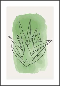 Minimalist botanical line art composition with leaves abstract collage Stock Illustration