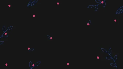 Minimalist Botanical Pattern on Black Background with Pink Leaves and Berries 스톡 동영상 341926640