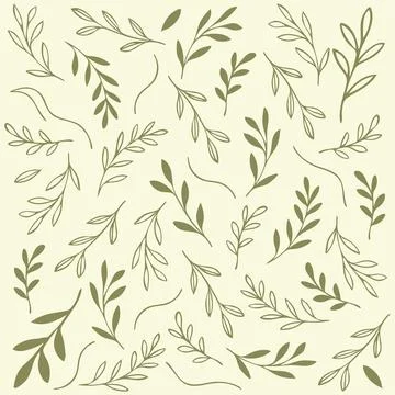 A minimalist botanical pattern with hand-drawn leaves Stock Illustration