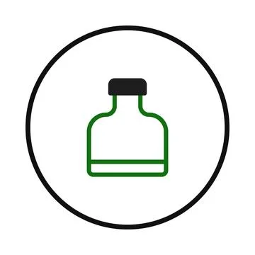 Minimalist bottle design with geometric form in circle, showcasing simple e.. Stock Illustration