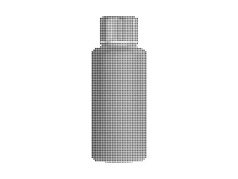 Minimalist bottle icon composed of halftone dots in black against white bac.. 스톡 일러스트