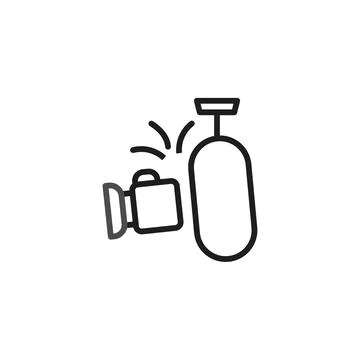 Minimalist boxing training icon displaying punching bag with movement lines.. Stock Illustration