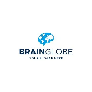 Minimalist BRAIN GLOBE mind map earth Logo design Stock Illustration