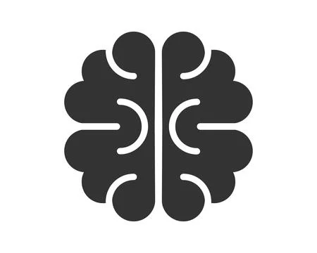 Minimalist brain icon. Represents intelligence, thought, learning, and AI. .. Stockillustratie