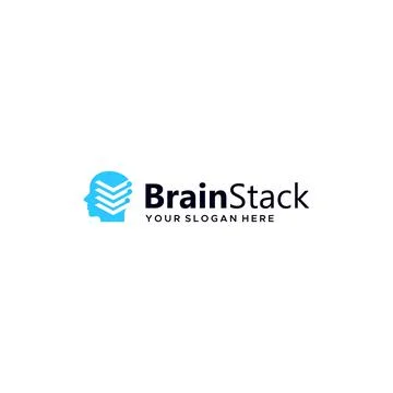 Minimalist Brain Stack Head People logo design Stock Illustration