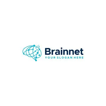 Minimalist Brainnet circuit tech mind Logo design Stock Illustration