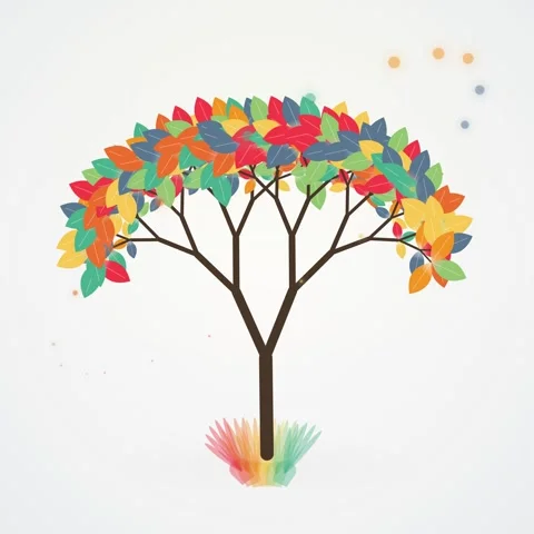 Minimalist Branch Tree Outline Drawing on White Background Video stock 344776968