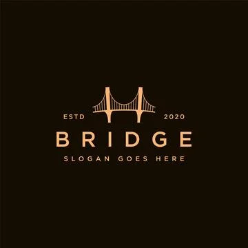 Minimalist bridge logo icon vector template on black background Stock Illustration