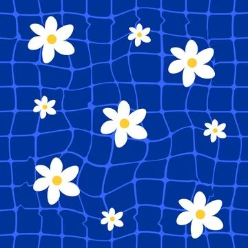 Minimalist bright mosaic seamless pattern with daisy Illustrazione stock