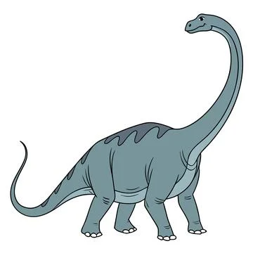 Minimalist Brontosaurus Dinosaur Flat Vector Stock Illustration