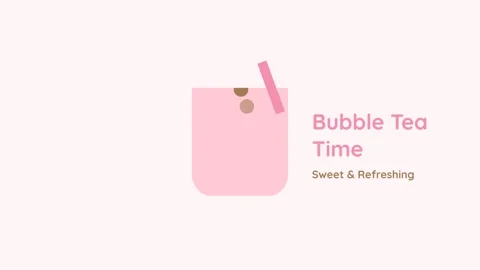 Minimalist bubble tea time graphic design for trendy social media posts Stock Footage 336889377