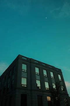 Minimalist building at dusk Stock Photos