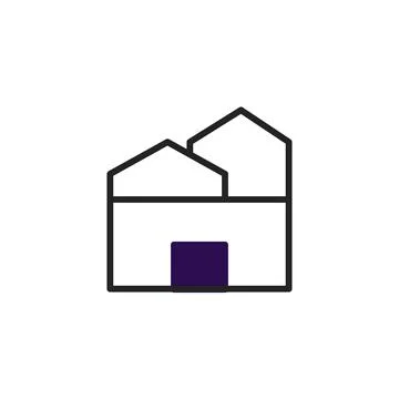 Minimalist building facade outline featuring a geometric window, creating a.. Ilustración de archivo