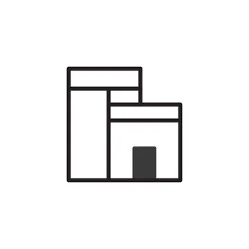 Minimalist building icon representing modern architecture with simple lines.. Ilustración de archivo