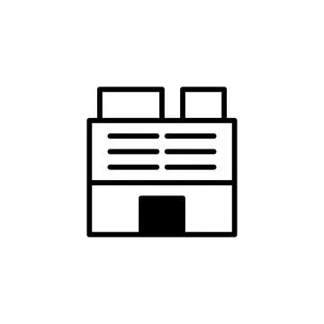 Minimalist building icon symbolizing structure urban landscape architectura.. Ilustración de archivo