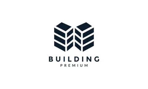 Minimalist building shape 3d flat logo icon illustration design Ilustración de archivo