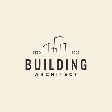 Minimalist building structure architect hipster logo design vector graphic .. Ilustración de archivo