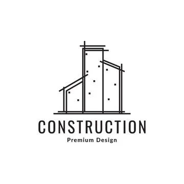 Minimalist building structure line architect logo design vector graphic sym.. Ilustración de archivo