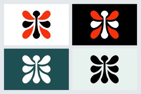 Minimalist Butterfly Logo Set Vector Illustration (1) Stock Illustration