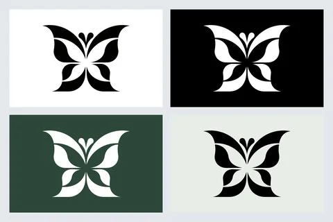 Minimalist Butterfly Logo Set Vector Illustration Stock Illustration