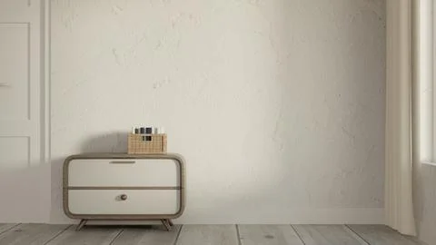 Minimalist cabinet next to a door with texture wall mockup Stock Illustration