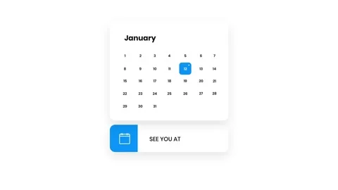 Minimalist Calendar Interface Highlighting January Date in Clean Design Video stock 341922379