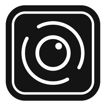 Minimalist camera app icon black background design Stock Illustration