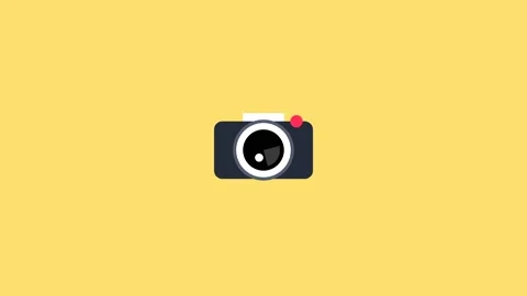 Minimalist camera icon animation on yellow background Stock Footage 346712301