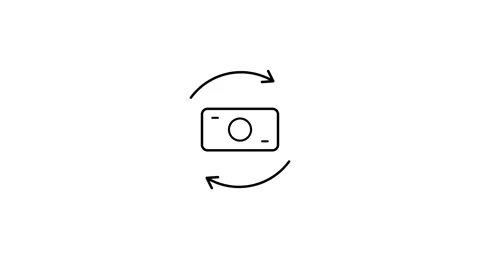 Minimalist camera rotation icon set in linear style Stock Footage 345478270