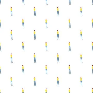 Minimalist cartoon man repeating pattern on white background イラスト素材